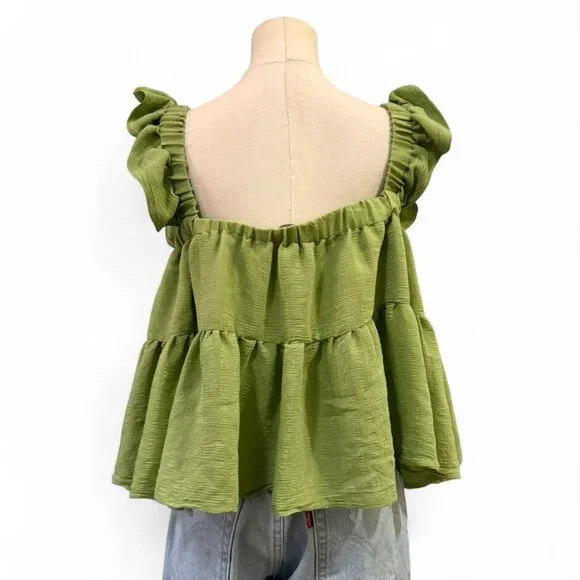 Lulu's Festival Coquette Spring Ruffle Top L Fairycore Girly Summer Soft Girl - Picture 4 of 8